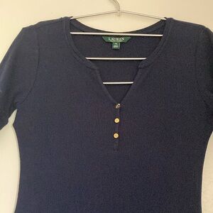 Lauren Ralph Lauren Blue Asymmetrical Polo Bodysuit Dress